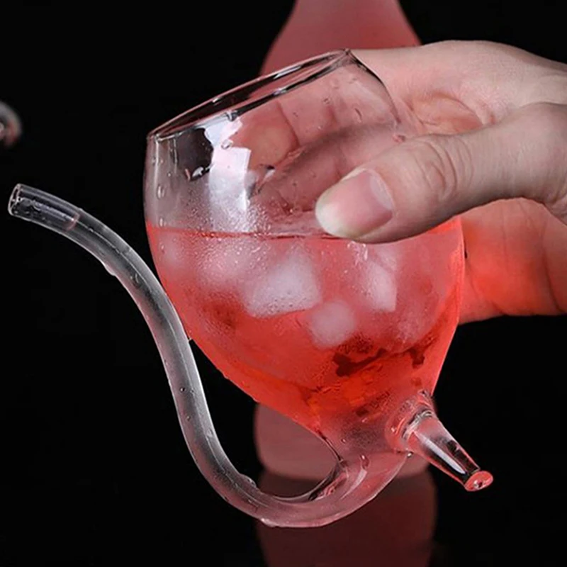 Wine  Glass Heat Resistant Sucking Juice Milk Drinking Tube Straw Cup Creative Wine Glass High Quality Glass Cup