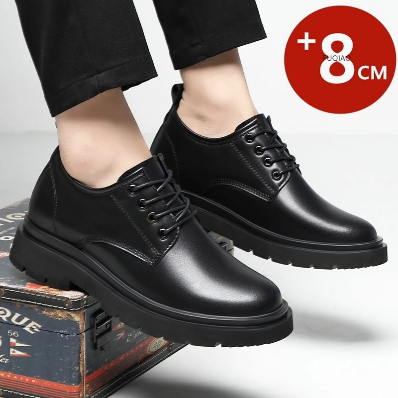 3 سنتيمتر/6 سنتيمتر/8 سنتيمتر الارتفاع زيادة أحذية الرجال جلد البقر الأعمال فستان كاجوال أحذية تنفس غير مرئية مصعد التنقل أوكسفورد