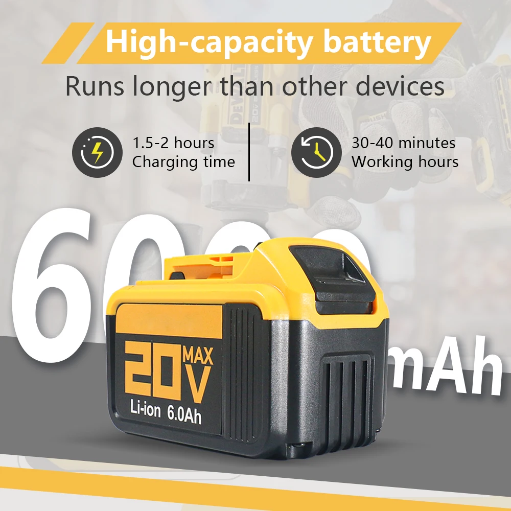 For DeWalt DCB200 Power Tools 6Ah 9Ah 18650 20V Lithium-Ion Battery For Dewalt 20V DCB206 DCB205 DCF845 DCF850 DCF892 DCF911