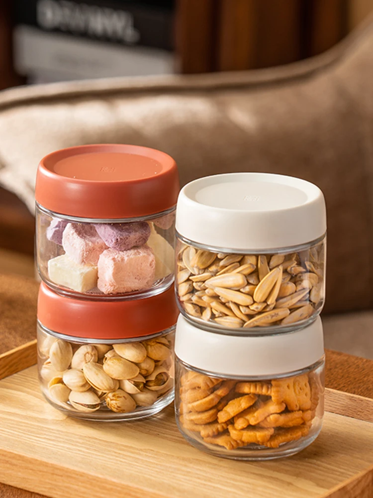 280ml Glass Sealed Jar Candy Nuts Coffee Bean Powder Storage Jar Tea Box Kitchen Dry Goods Storage Bottle Table Top Jewelry Box