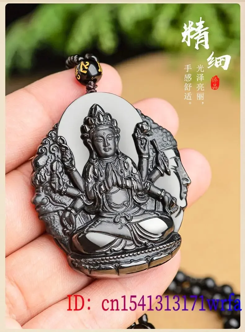 Burmese Jadeite Patron Saint Pendant Designer Stone Accessories Black Jade Natural Gifts for Women Jewelry Necklace Real