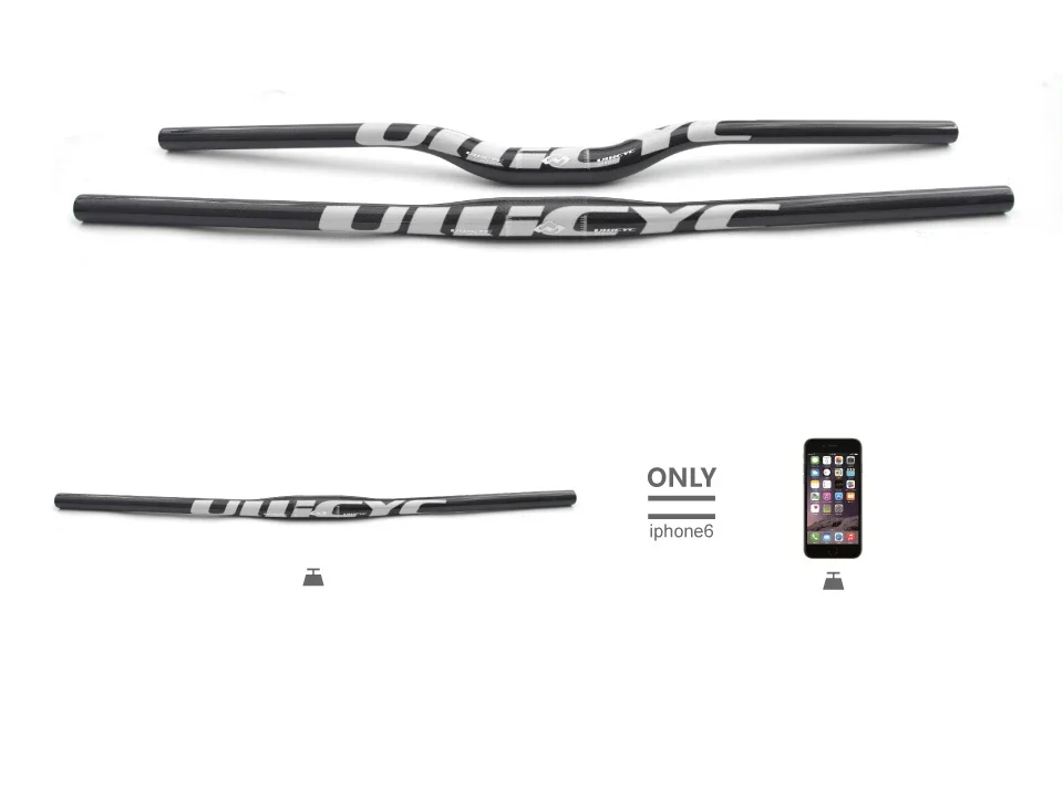 Ullicyc Vollcarbon MTB-Lenker 3K Glanzsilber 580-740mm Flach/Rise Fahrradlenker, Leichtgewicht-Upgrade für MTB & Elektroroller – Detail 3