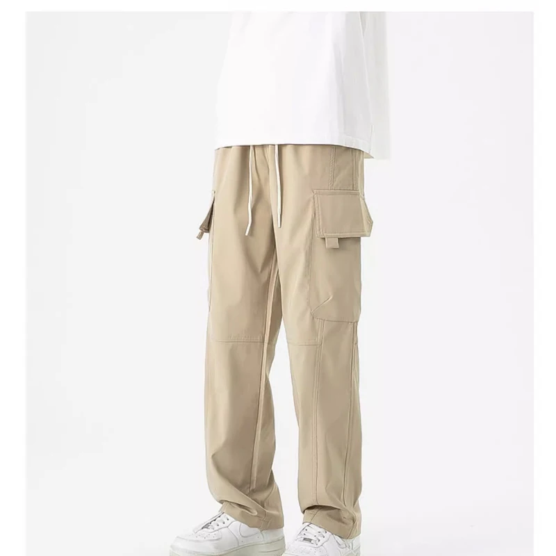 Men's outdoor casual work pants new pure cotton middle-aged plus size summer loose and wear-resistant work pants