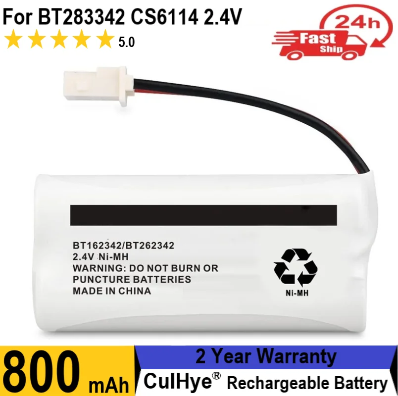 

2.4V Ni-Mh 800mAh BT162342 BT283342 Cordless Phone Battery for VTech CS6114 CS6719 AT&T EL5210 EL52300 CL81101 Handset Telephone