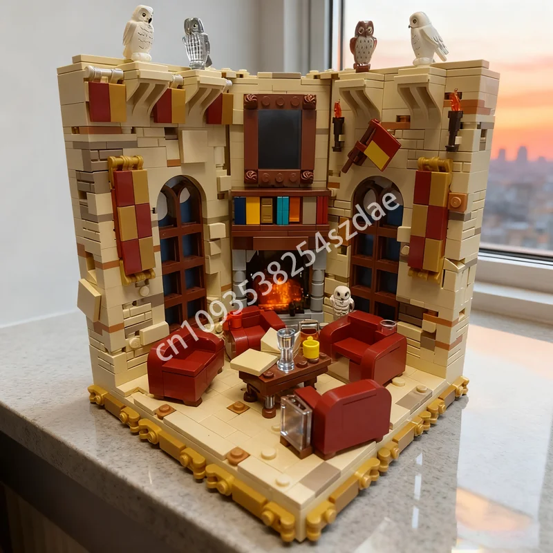 

943 шт. MOC HP замок, обычная комната, форзац, модель, строительные игрушечные блоки, архитектура, сделай сам, креативный рождественский подарок, образовательный кирпич