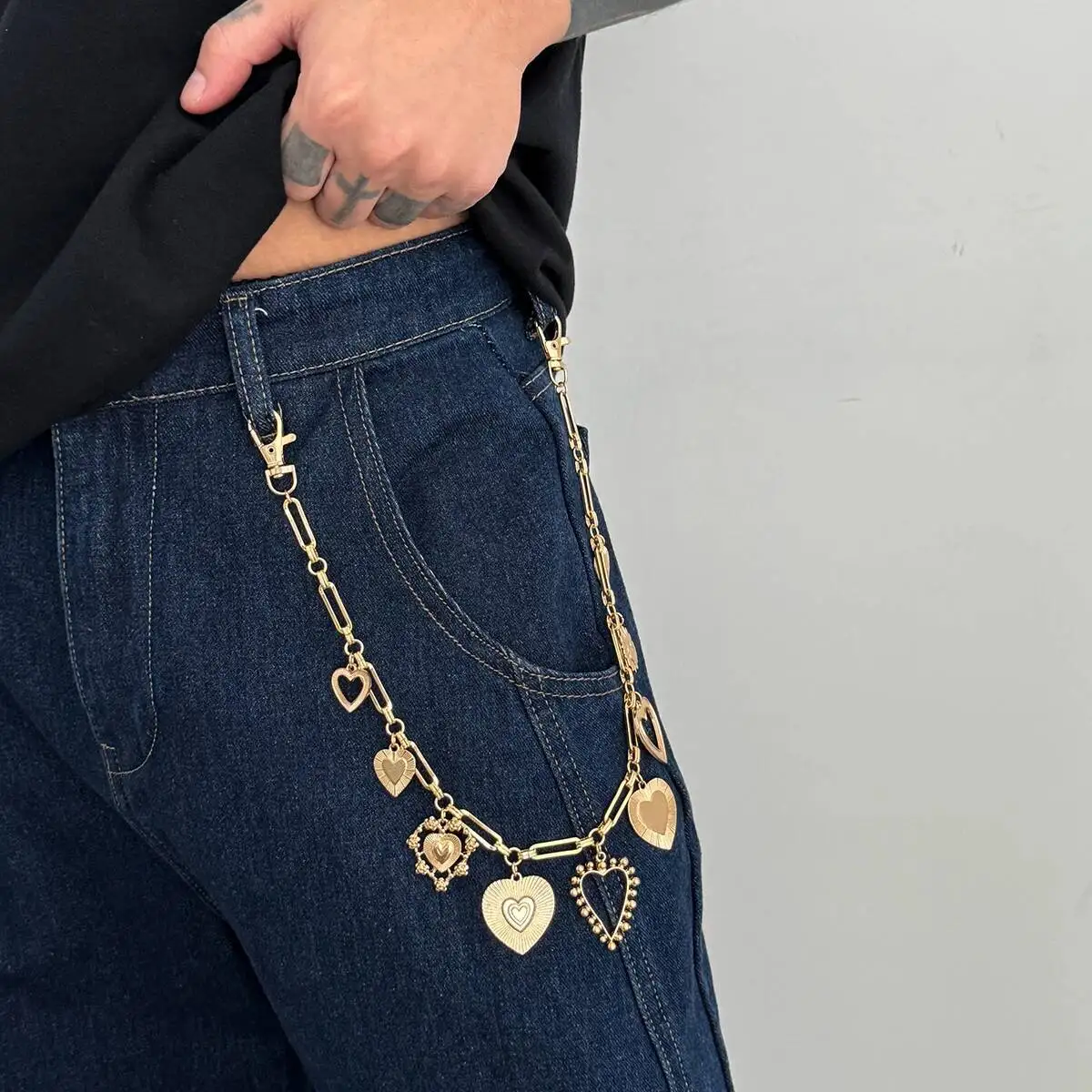 Ingemark Hip Hop Love Heart Keychain Waist Belts Chain for Women Men Punk Trousers Jeans Pants Wallet Bag Chain Street Jewelry