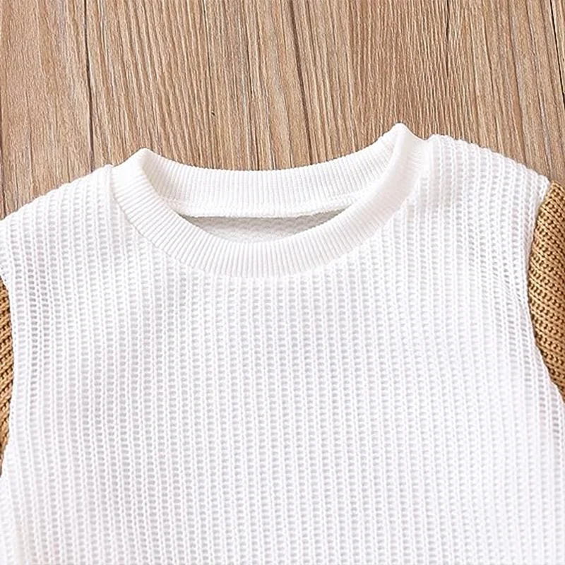 0-5Y Toddler Infant Kid Baby Boy Girl Sweaters Knit Long Sleeve Patchwork Clothing Tops Fall Spring  Patchwork Style Clothes