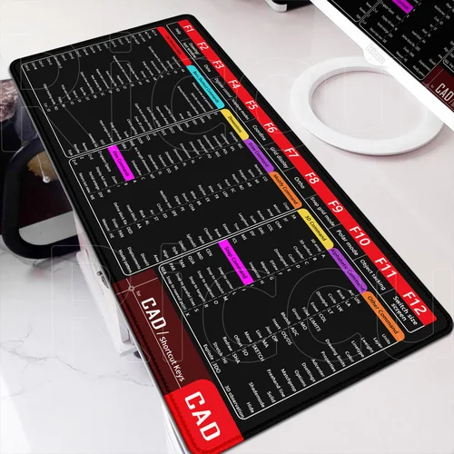 Alfombrilla de ratón Riccu para atajos de oficina, hoja de trucos AutoCAD, alfombrillas de escritorio para teclado, borde cosido grande de 100x50cm para juegos, Base de goma antideslizante