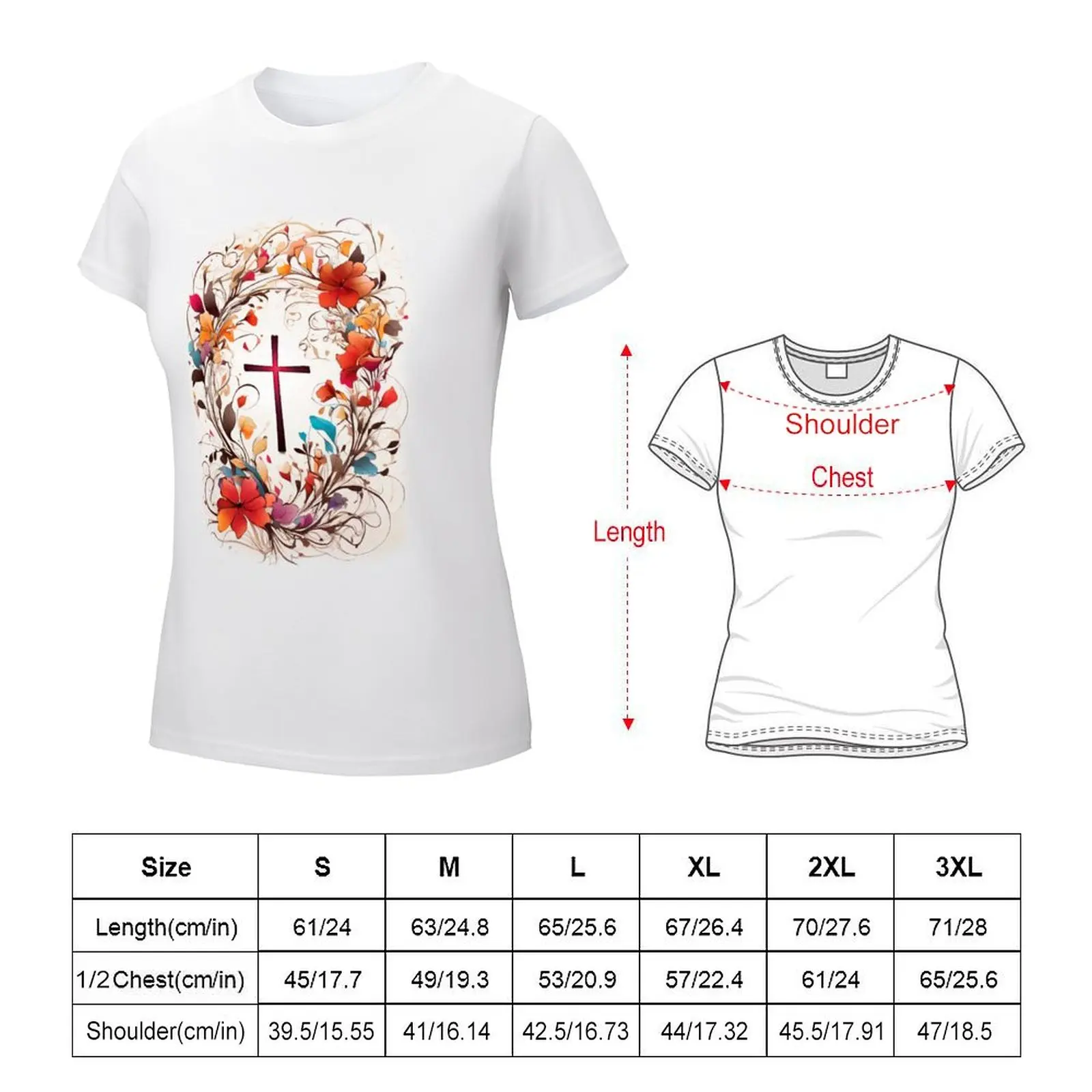 Christian Wall Art, Decor- Cross T-shirt oversized lady clothes Short sleeve tee Women's t-shirt