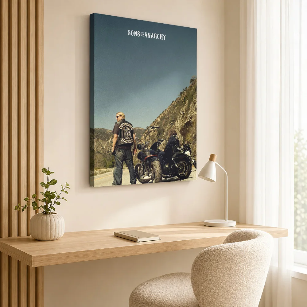 Sons Of Anarchy Motorcycle Framed Canvas Print Poster Personalized Photo Retro Automotive Wall Paintings Decoration for Garage