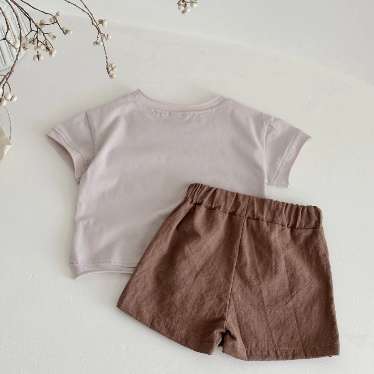 Korean Version Baby Boy Girls Clothes Set 2Pcs/Set Summer Newborn Leisure Solid Color Shirt +Shorts Clothes Sports Suit Children