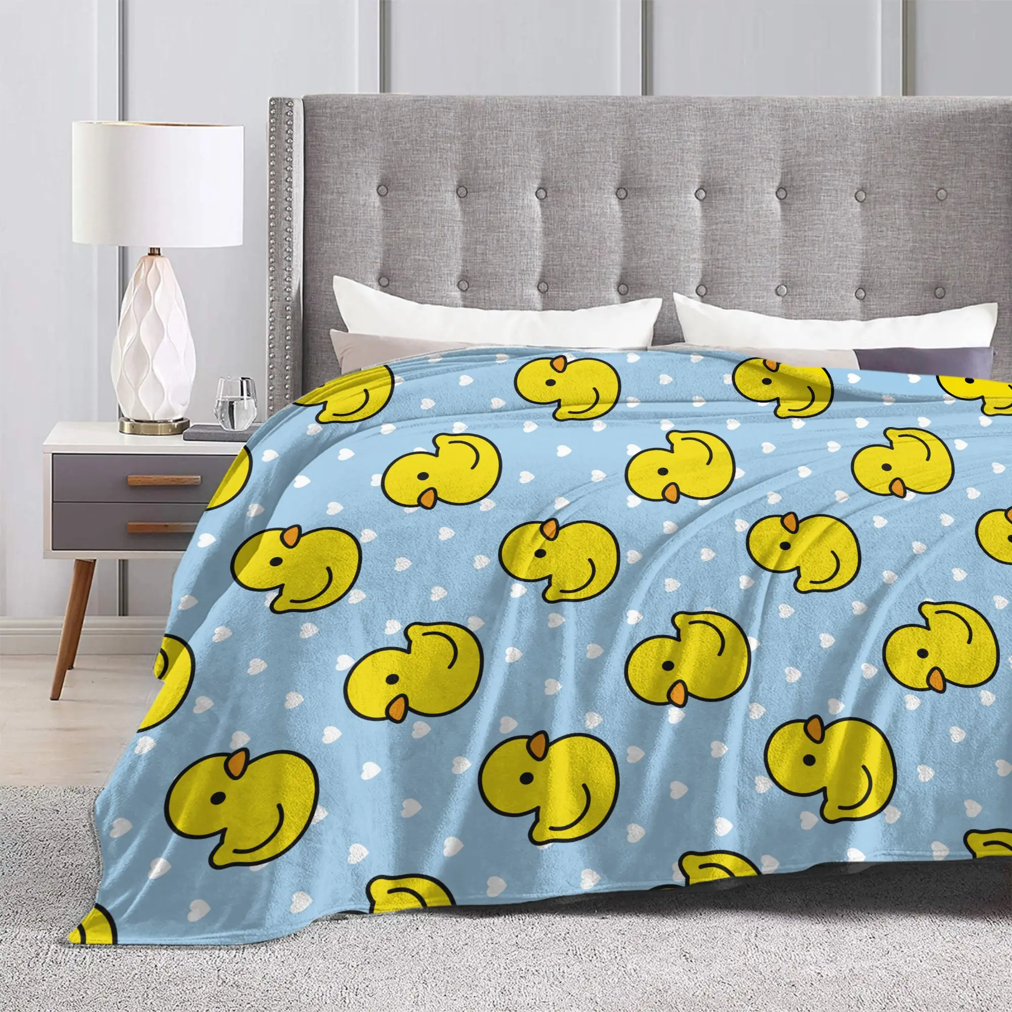 Cartoon Yellow Duck Pattern Blankets Flannel Textile Decor   Multifunction Warm Throw Blankets for Sofa Bedroom Plush Thin Quilt
