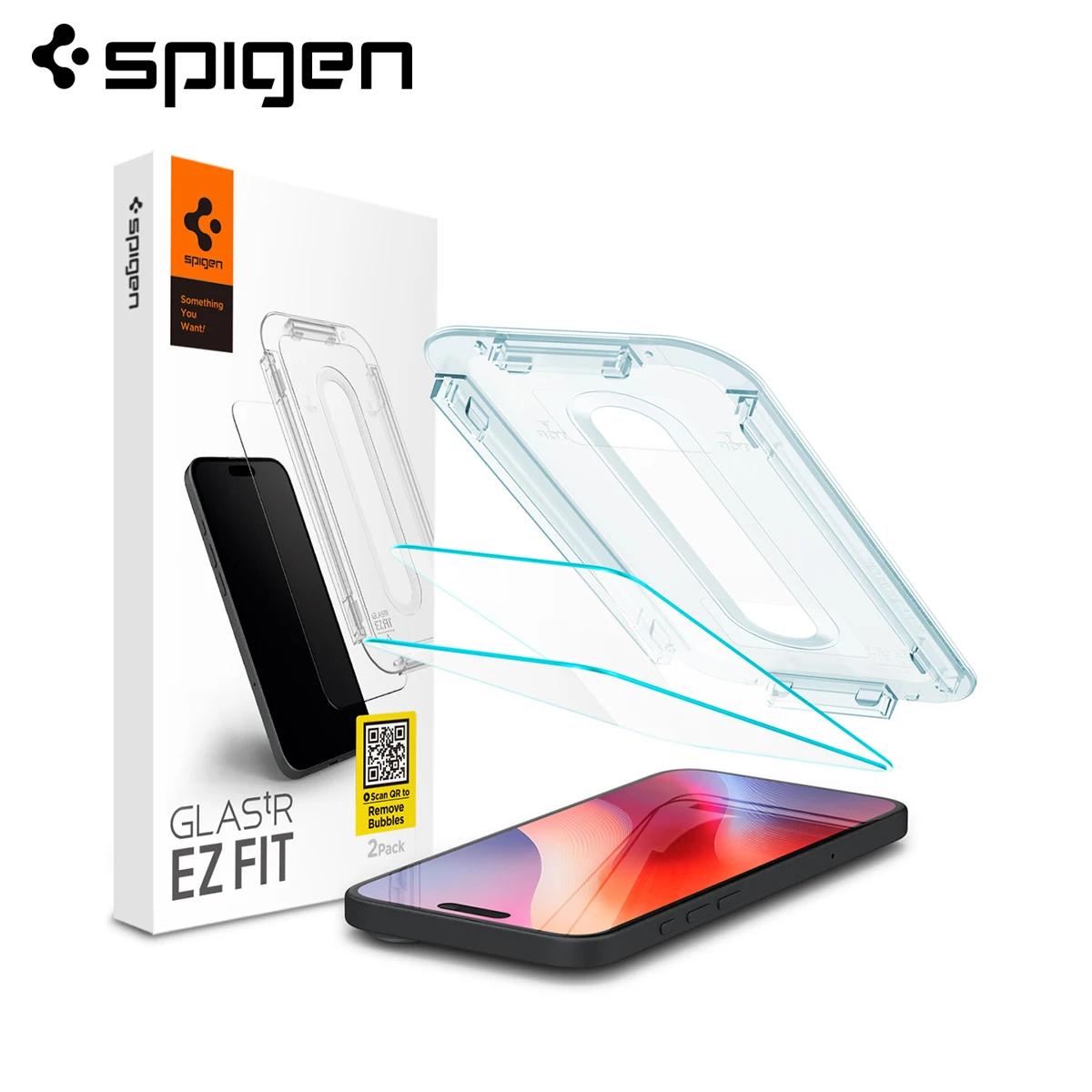 Spigen Glas.tR EZ Fit iPhone 16 / iPhone 15 Tempered Glass Screen Protector (2Pack)