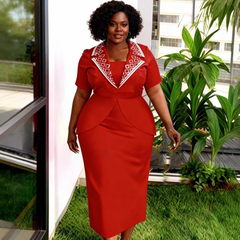 

Африканские платья 2026 года для женщин больших размеров: элегантное платье-карандаш Дашики с коротким рукавом, традиционная африканская одежда для женщин