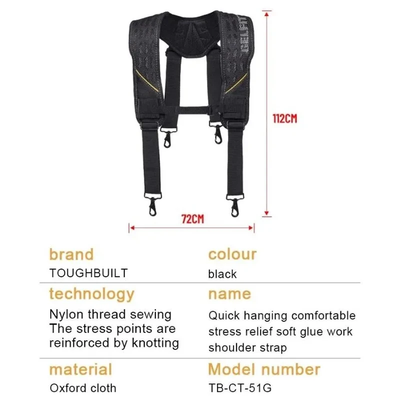 ToughBuilt TB-CT-51G GelFit Padded Work Suspenders – Comfortable And Durable, Featuring A Foam-Padded Sshoulder And Back Support