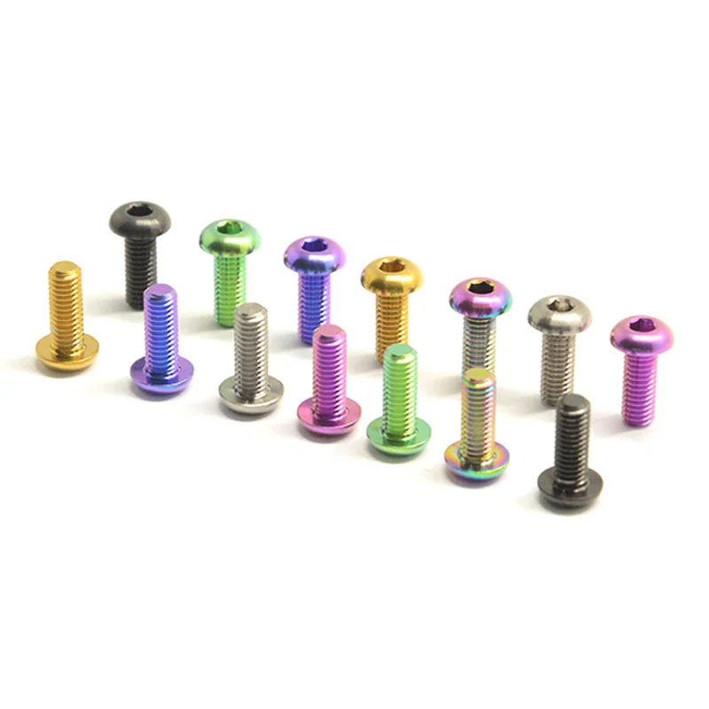 

5 PCS/LOT Various Color M3x6/8/10/12mm TC4 GR5 titanium alloy Button Head Hex Socket Bolt Screw Bike