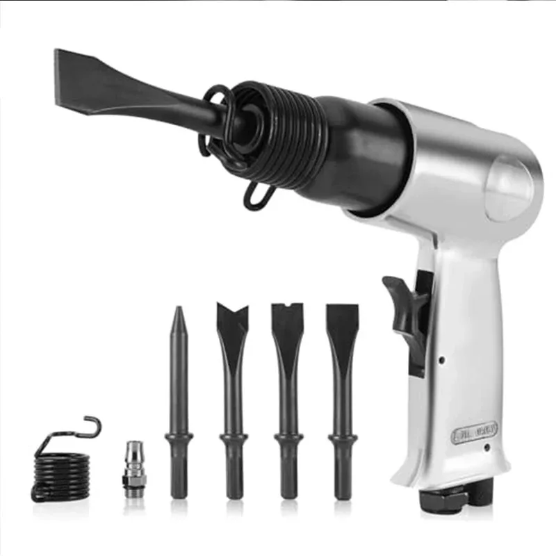 Air Hammer Semme 4500 BPM Air Chisel with 4 Piece Chisel Punch Bits Tools Industrial Handle Straight Type Pneumatic Hammer Tool