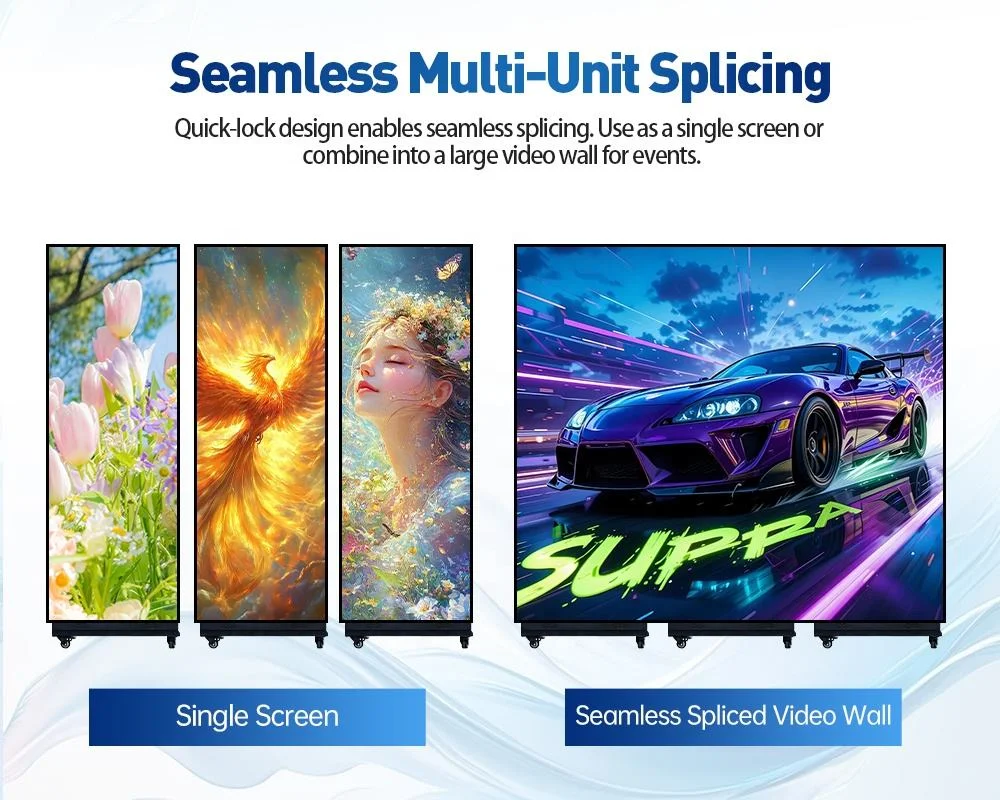 P2.5 Foldable LED Poster Screen Indoor Outdoor Movable Floor Standing HD LED Digital Signage Advertising Screen For Pop-up