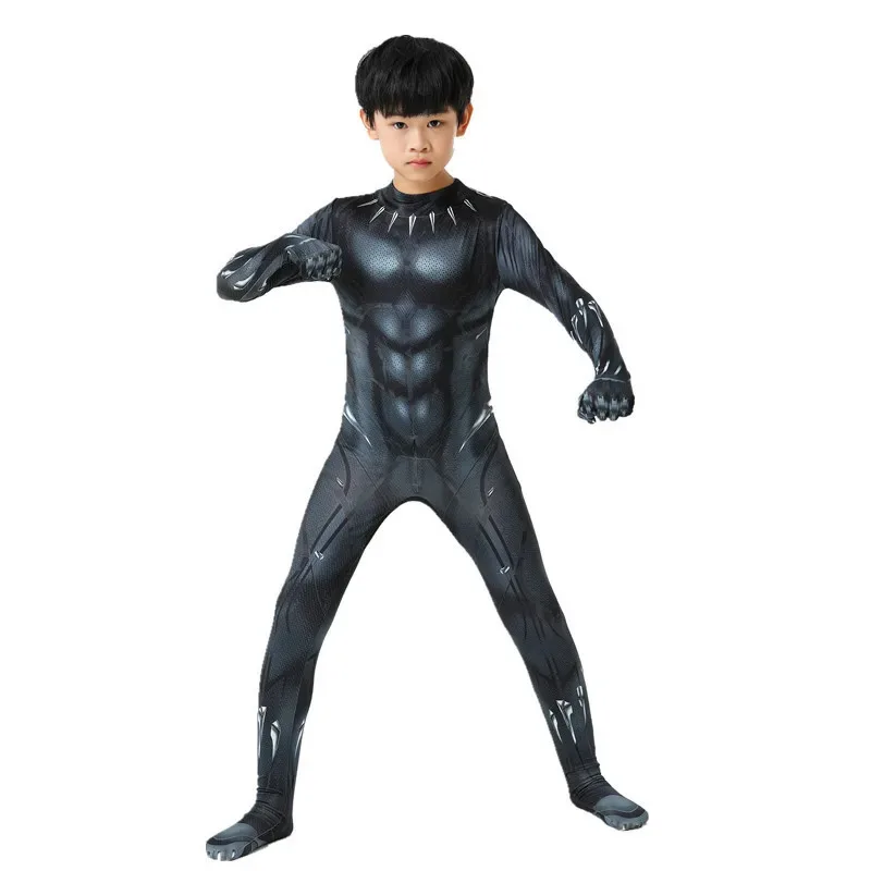 Anime Black Panther Cosplay Costume Superhero T'Challa Cosplay Jumpsuits Children Men Boys Panther Halloween Bodysuits Dress Up