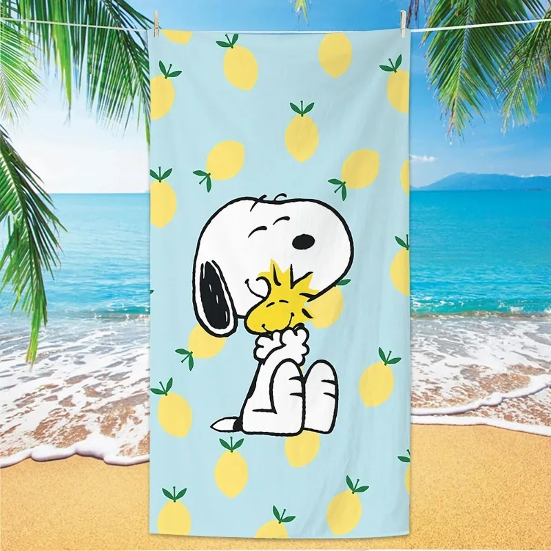 Snoopy Mikrofaser-Strandtuch, schnell trocknend, Cartoon-Badetuch, niedliche Sommer-Pool-Schwimmdecke, Reise-Waschlappen für Kinder und Frauen