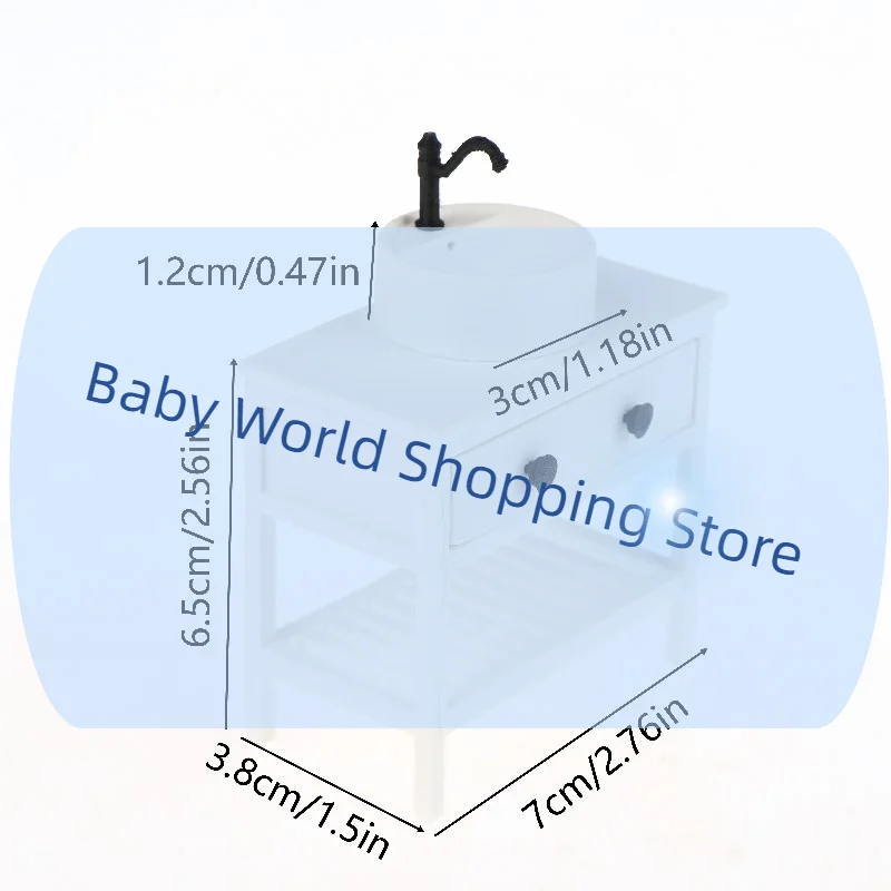 ตู้ใต้อ่างล้างหน้าจำลองสำหรับบ้านตุ๊กตา 1/12 ของตกแต่งเฟอร์นิเจอร์ห้องน้ำบ้านตุ๊กตา ของตกแต่งฉากชีวิตในบ้านตุ๊กตา ของเล่น