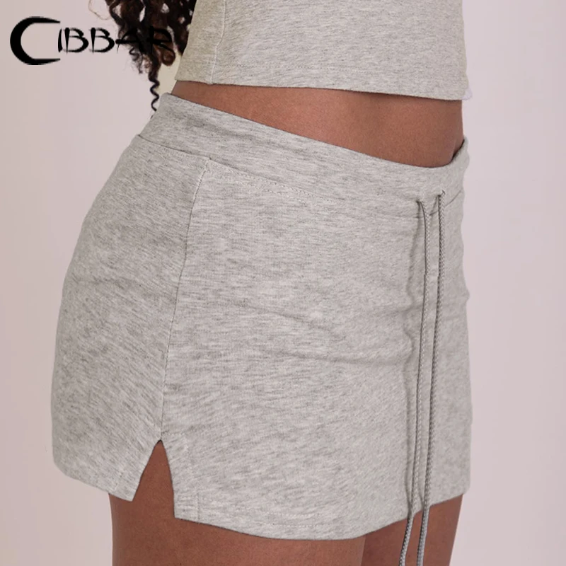 CIBBAR All-Match Split Minirock mit Shorts y2k Casual Bandage Low Rise Skinny Bleistiftröcke für Frauen Vintage 2000er Jahre Kleidung