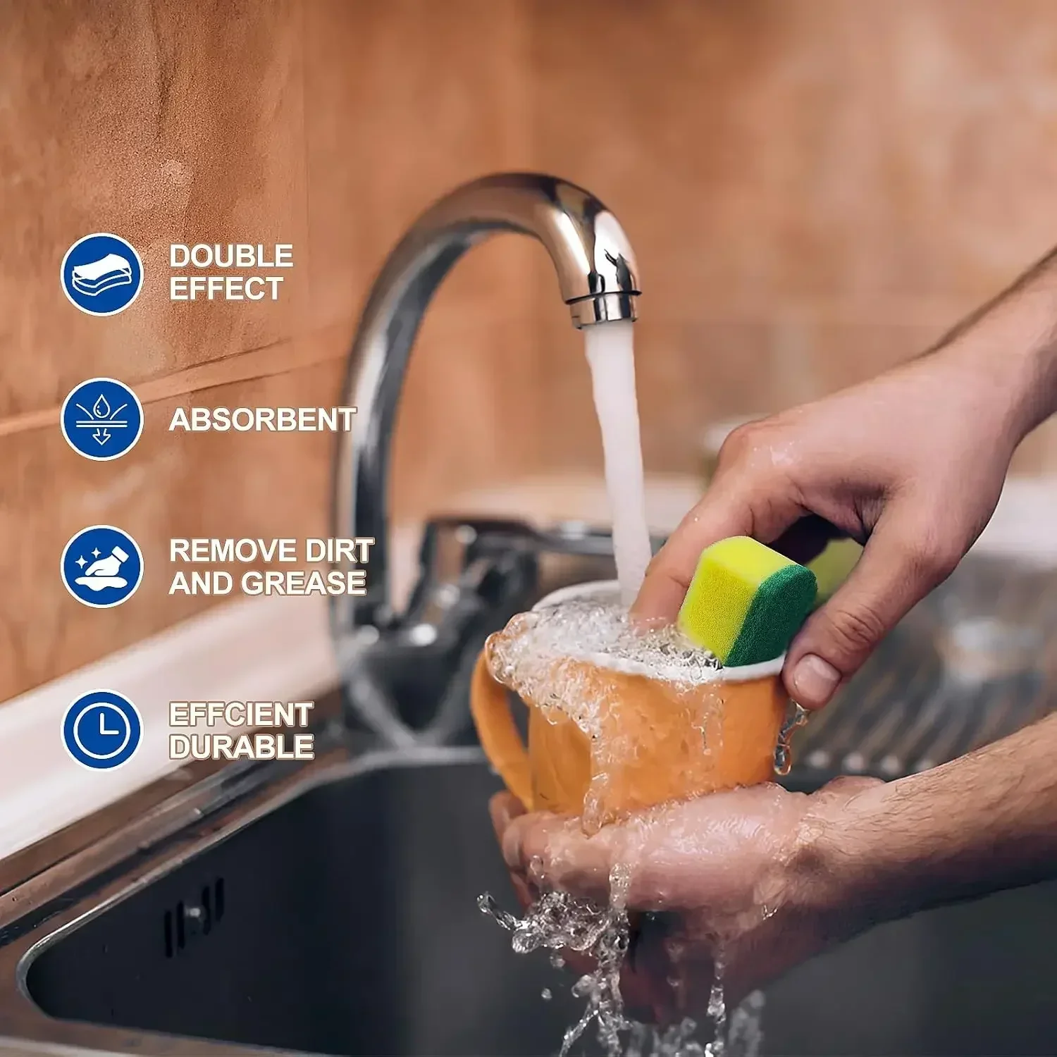 

10 шт., кухонная губка для мытья посуды, мягкая впитывающая чистая губка для мытья посуды, губка для удаления ржавчины, бытовая чистящая щетка, губка