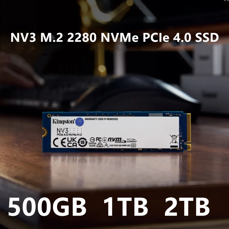 محرك أقراص الحالة الصلبة الداخلي Kingston SSD NV3 500GB 1TB 2TB M.2 2280 NVMe PCIe 4.0 Gen 4x4 لأجهزة الكمبيوتر المحمول المكتبية