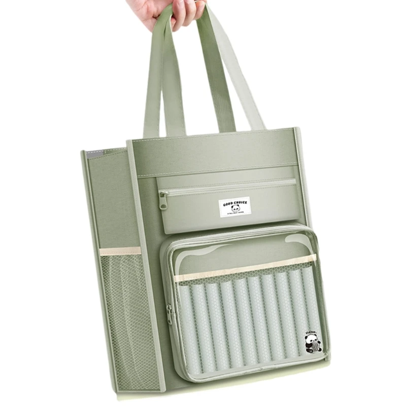 حقيبة الكتب القماشية حقيبة الكتب المدرسية المحمولة 8 مقصورات حقيبة تنظيم الحرف اليدوية