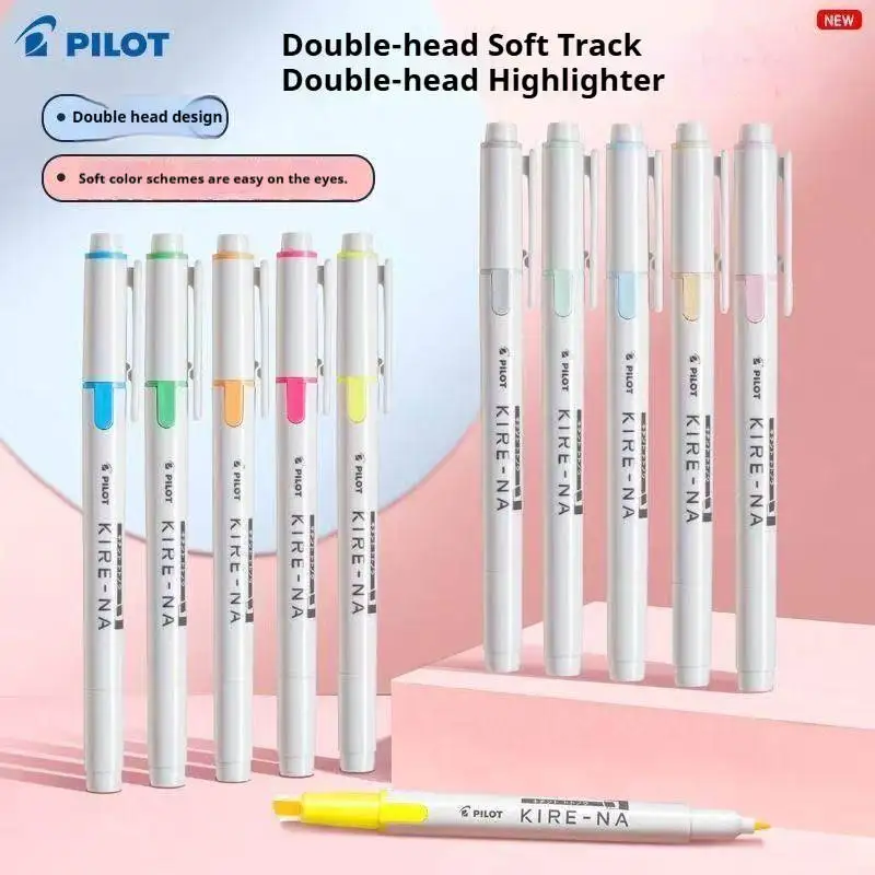 New Pilot Double-headed Highlighter KIRE-NA Dual-track Soft-tip Art Markers Quick-drying Note-taking Colored Mark Stationery Pen