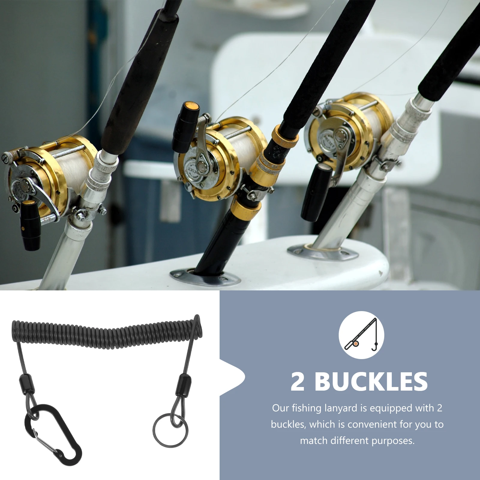 

Coiled Fishing Retractable Safety Rope Protective Accessories Heavy Duty Spring Lanyard Portable Extension Coiled Lanyard
