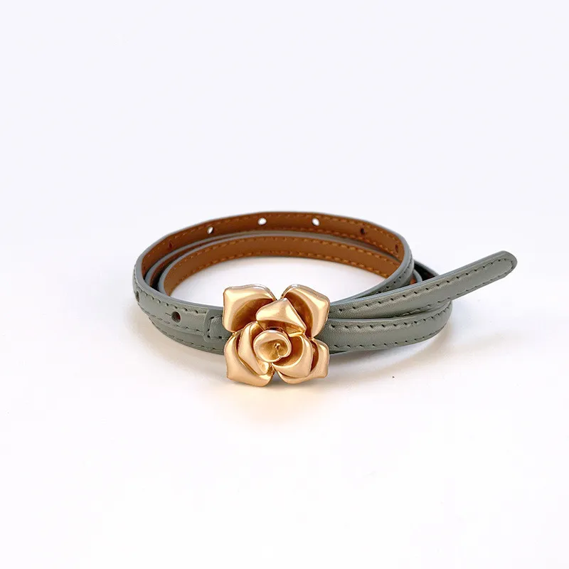 Neuer dünner Ledergürtel für Damen, dünner Blumen-Taillengürtel aus Rindsleder, passend zu Pullovern und Kleidern, Luxus-Designer-Marke – Detail 12