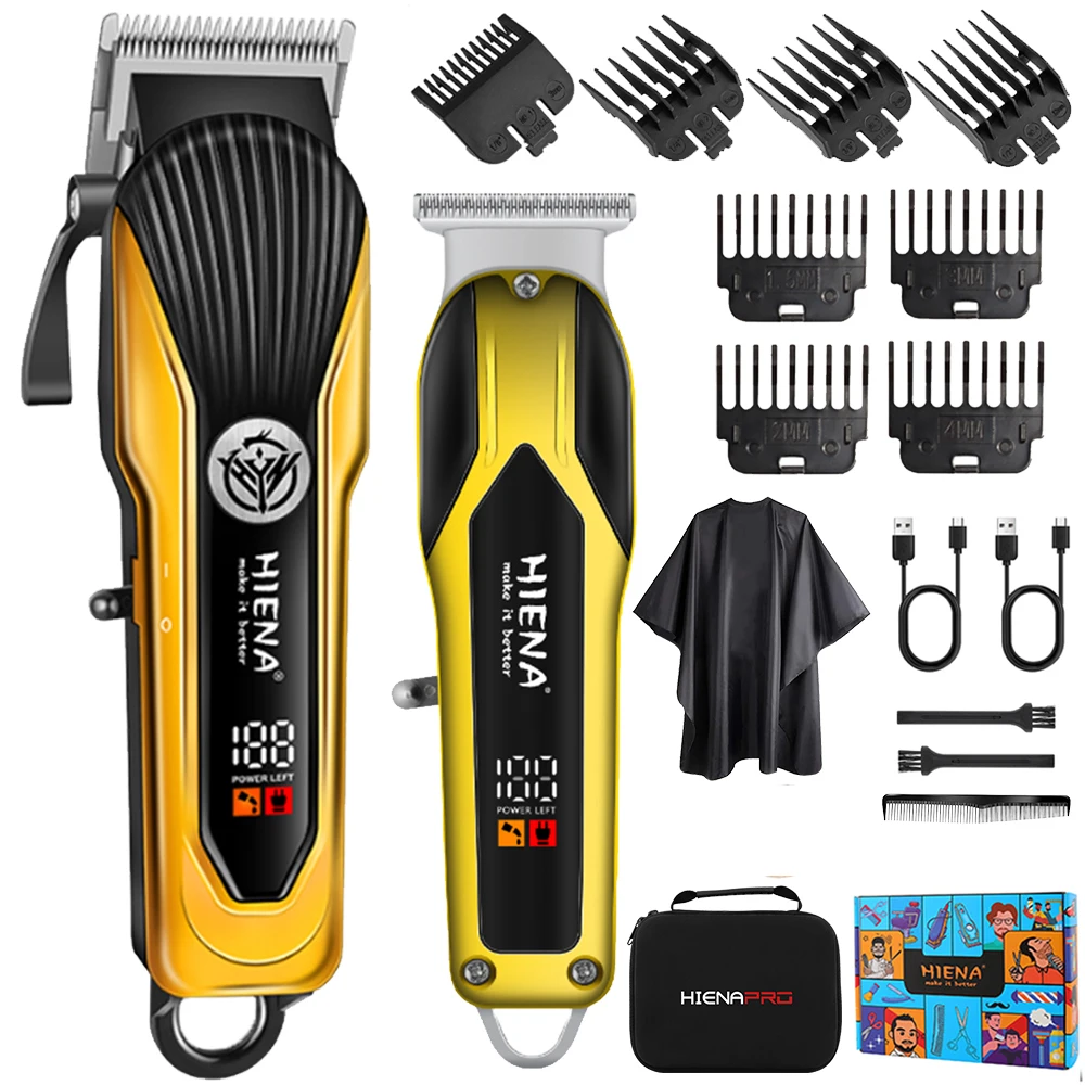 

hiena Men's Professional Hair Clipper Cordless Hair Clipper Men's Beard Trimmer Electric Haircut Beauty Kit