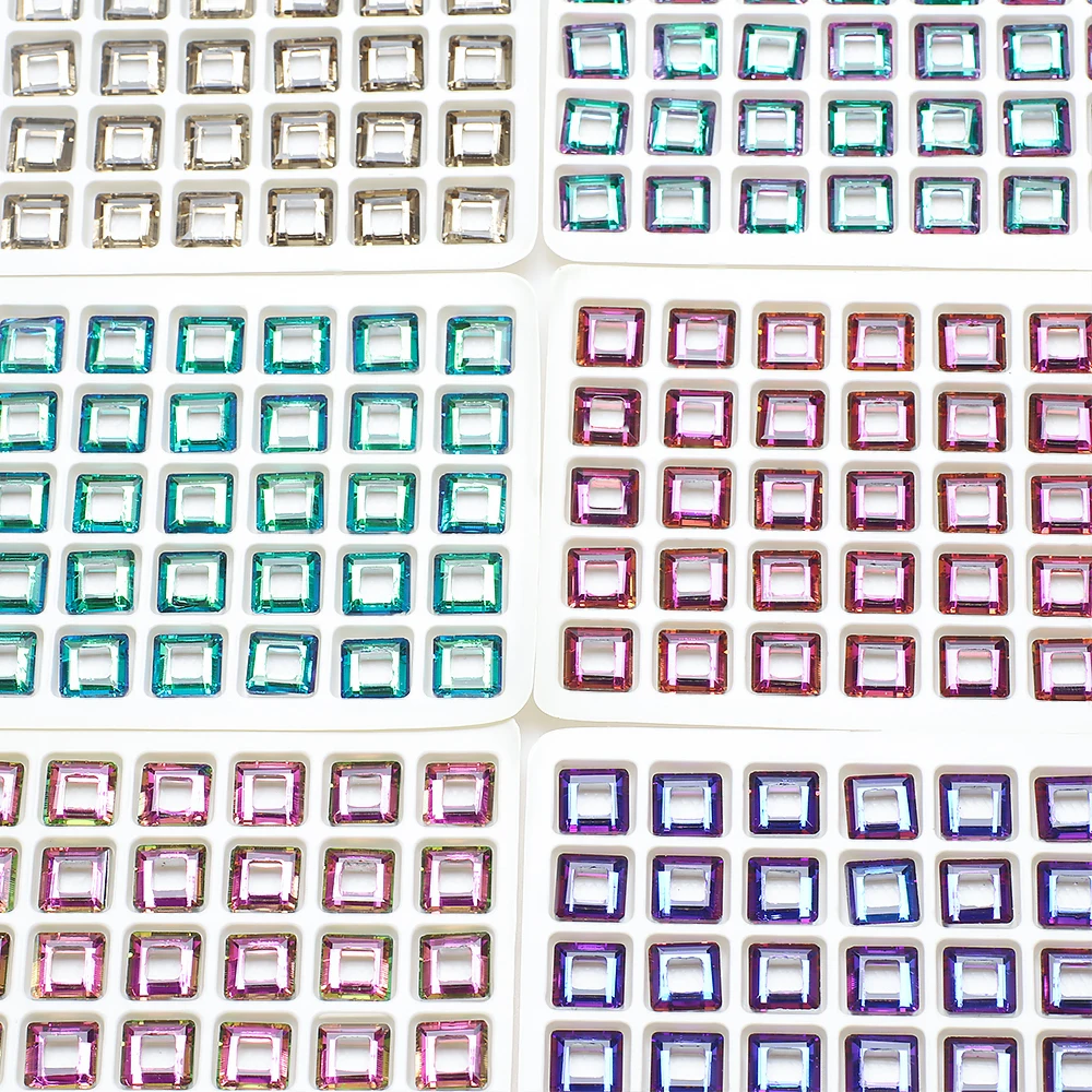 30Pcs Glass Crystal Square Beads With Big Hole 8mm Angle Cube Loose Spacer Beads For DIY Making Charms Earings & Nail Decoration
