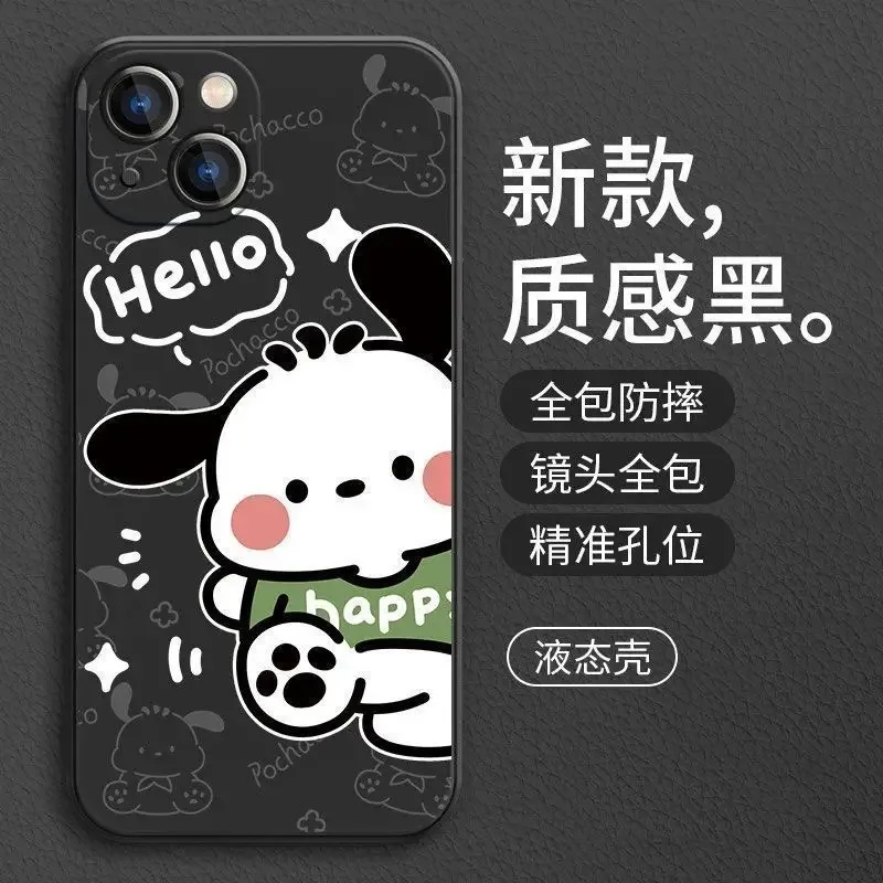 Cute Hello Kitty Pochacco Phone Case for Oneplus Nord 3 2 9R 9 8T 8 7 7T Pro 6 5G Liquid Silicone Cover with Hand Strap