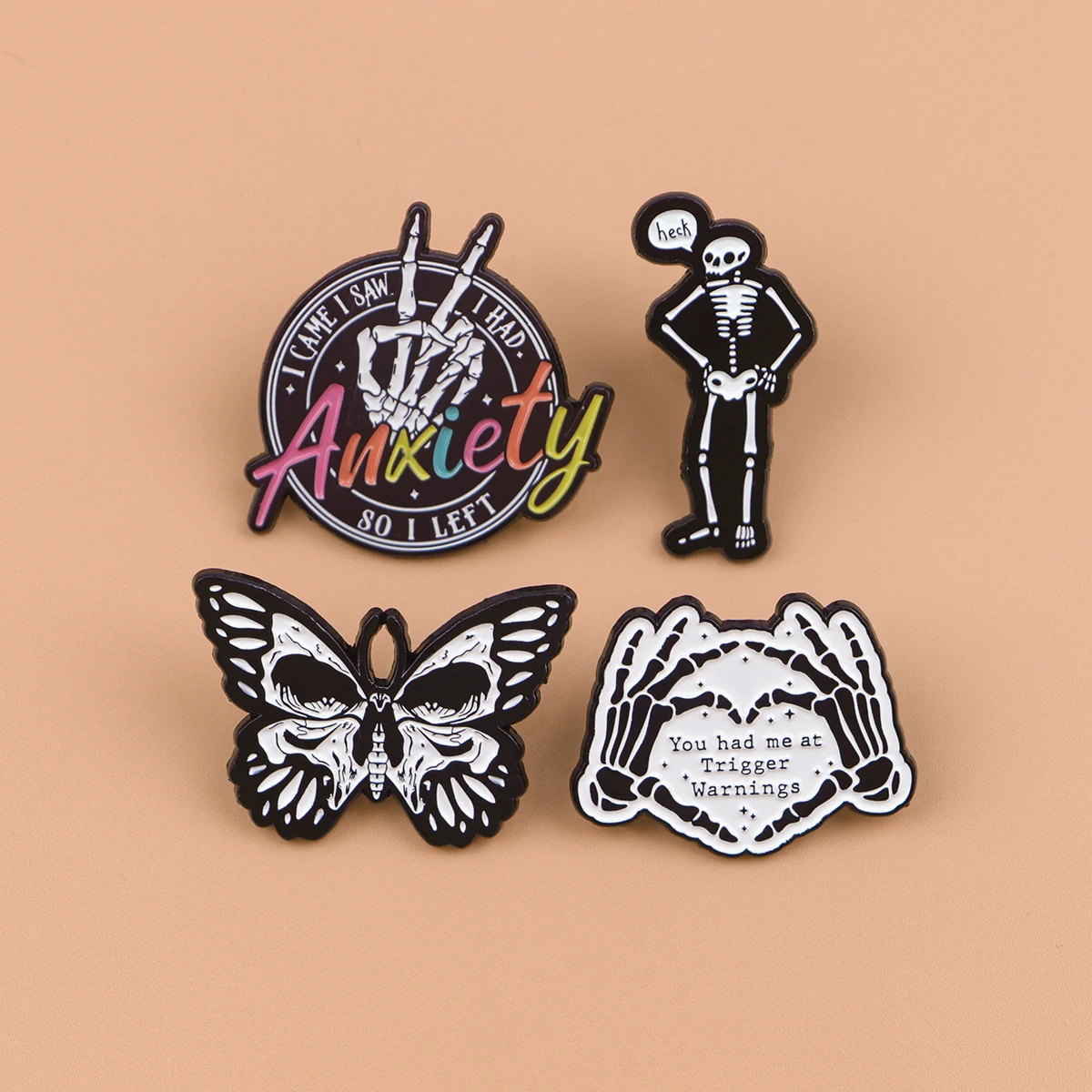 

Butterfly Jewelry Pins for Backpacks Terrifying Skull Lapel Enamel Pins Badge Bags Backpack Decoration Friend Kid for Gifts