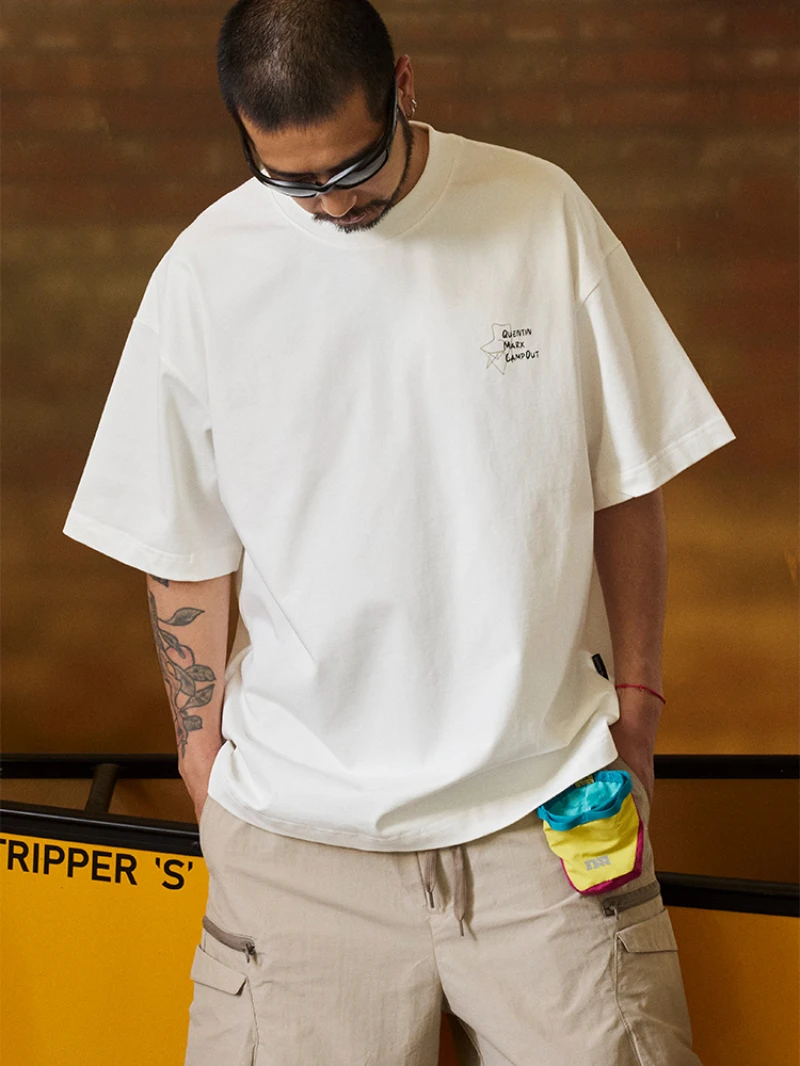 ​ ​ Мужская футболка Camp Outdoor Lifestyle, винтажный рюкзак для палатки с принтом для кемпинга, тяжелая хлопковая футболка Quentin Marx 2025 ​ ​