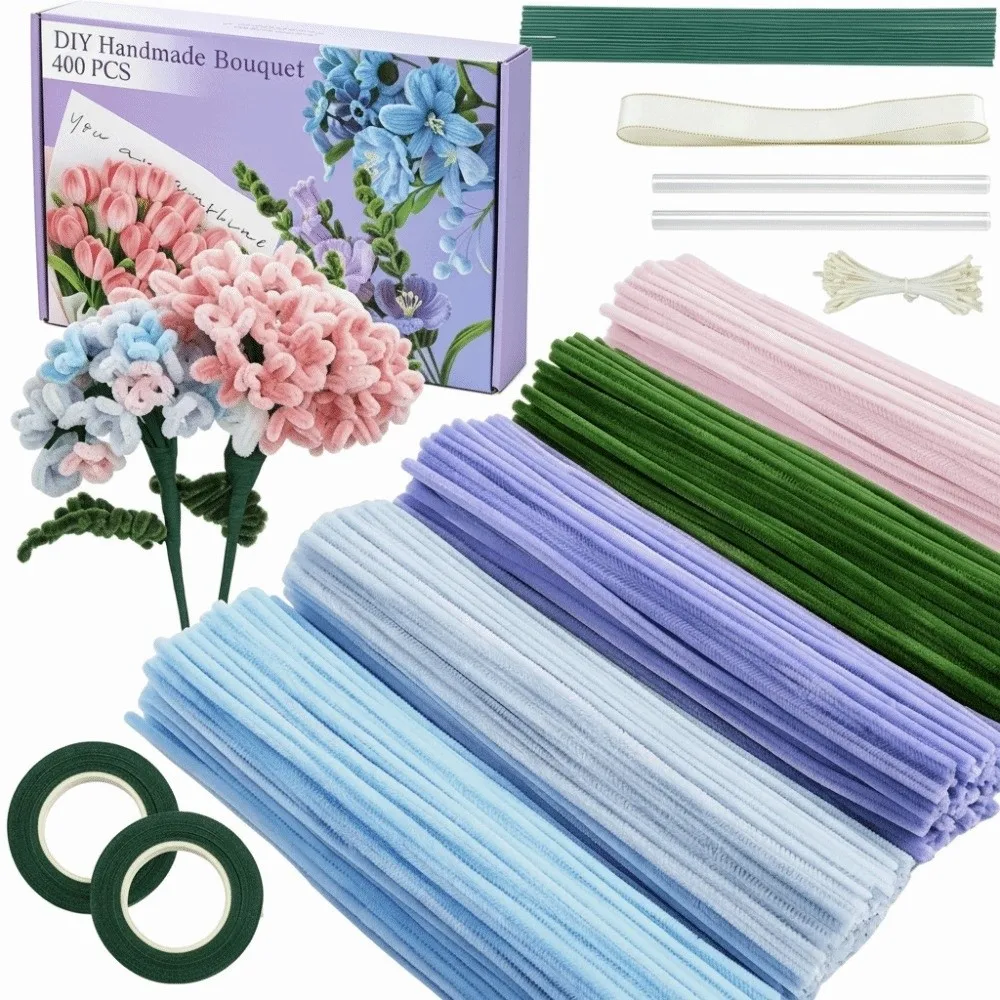 400 Pieces Creative 12 Inch Pipe Cleaners Multi-Color DIY Chenille Stems Crafts Art Flower Making Material Flowers Craft Kit view 3