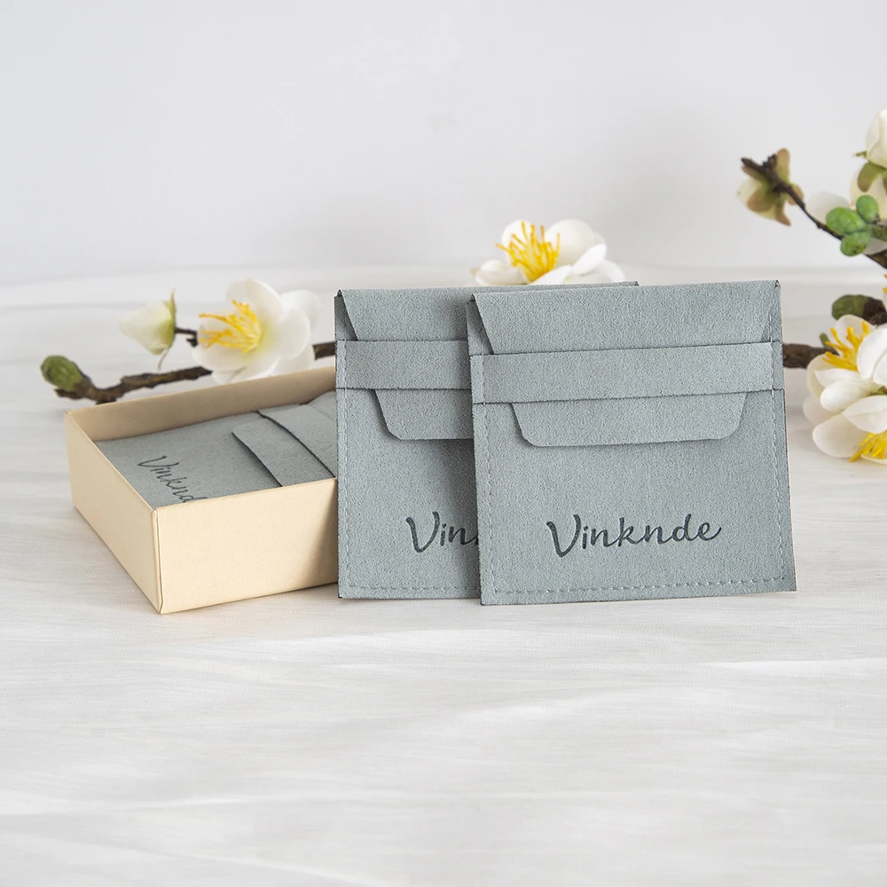 

Модная сумка для ювелирных изделий с логотипом по индивидуальному заказу, 6,2x6,2 см, бархатный конверт из микрофибры с клапаном, сумка в полоску, кольцо, серьги, браслет, подвеска для хранения