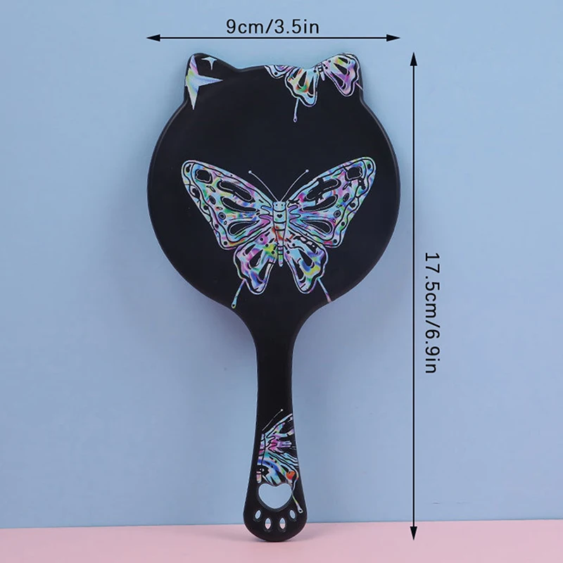 Miroir de maquillage coloré avec poignée, extension de cils, grand papillon, griffe de chat, spa, salon, miroirs compacts