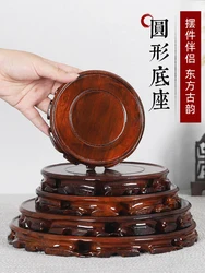 6-30cm Diameter Real Solid Wood Carving Vase Base Stone Buddha Incense Flowerpot Wood Carving Teapot Base