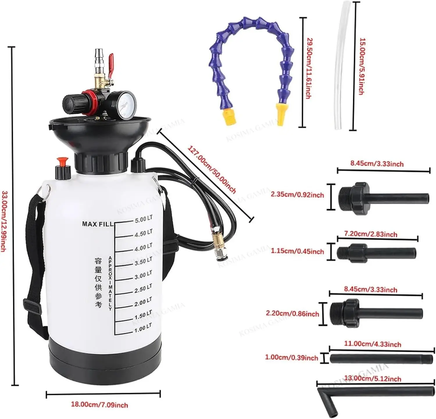 Professionelle 5L Pneumatische Flüssigkeitspumpe 1000PSI für ATF und Getriebeöl Nachfüllung Getriebeöl-Einfüll- und Extraktionswerkzeug – Detail 6
