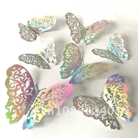 

12-Set PCs 3D Hollow Butterflies Wall Stickers For Kids Rooms Home Decor Fridge Stickers DIY Party Wedding Decorative Butterfly