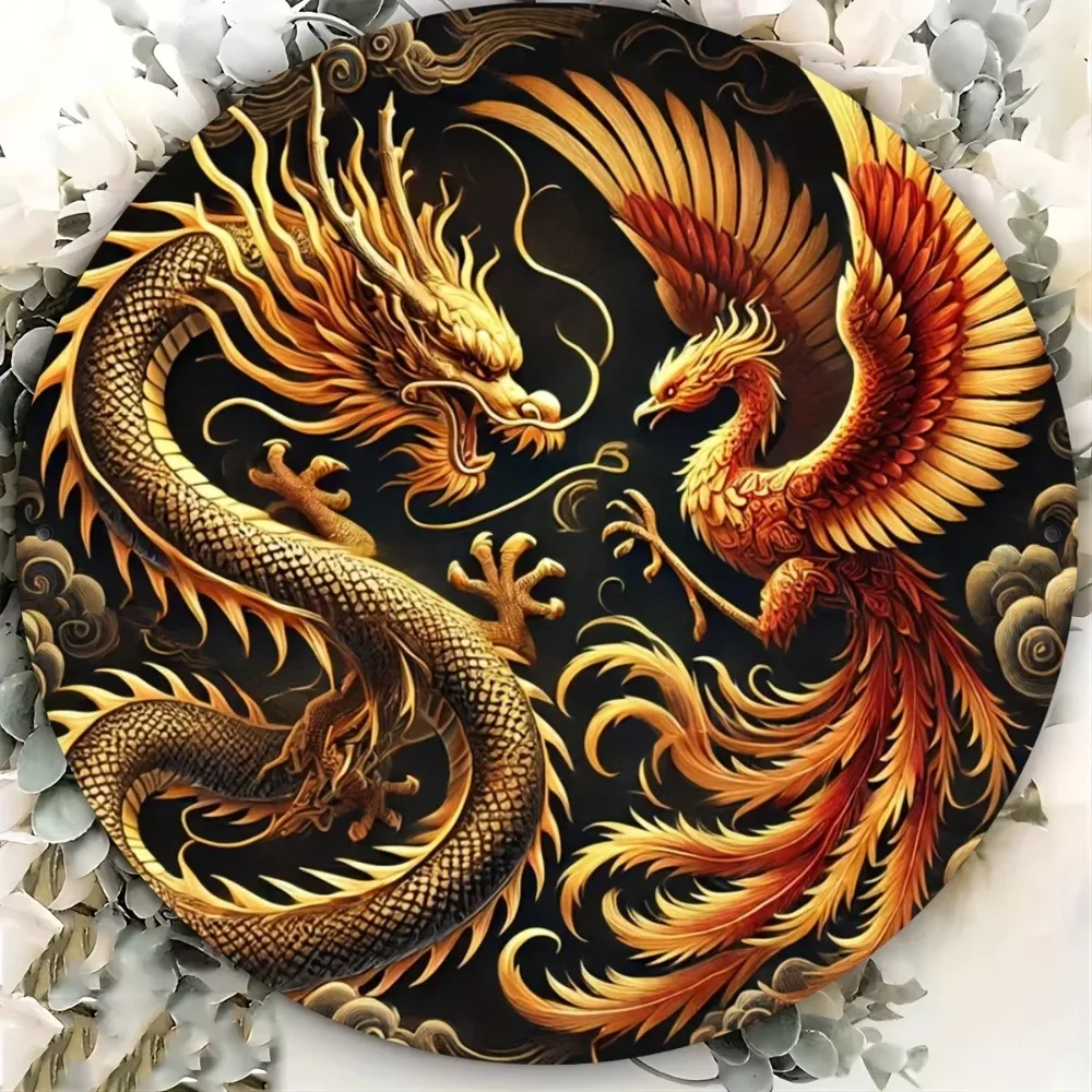 RusticMythArt ®   ديكور حائط معدني - تنين وفينيكس |   تفاصيل مرسومة باليد |   لافتة للنظر |   مثالية للهدايا تحت عنوان