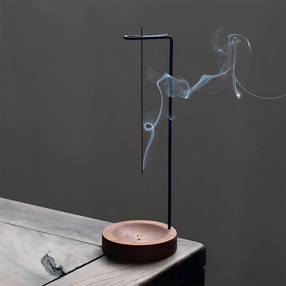Creative Upside Down Incense Burner Incense Stick Holder Wooden Round Incense Tray Ornament Bedroom Home Yoga Decoration Crafts