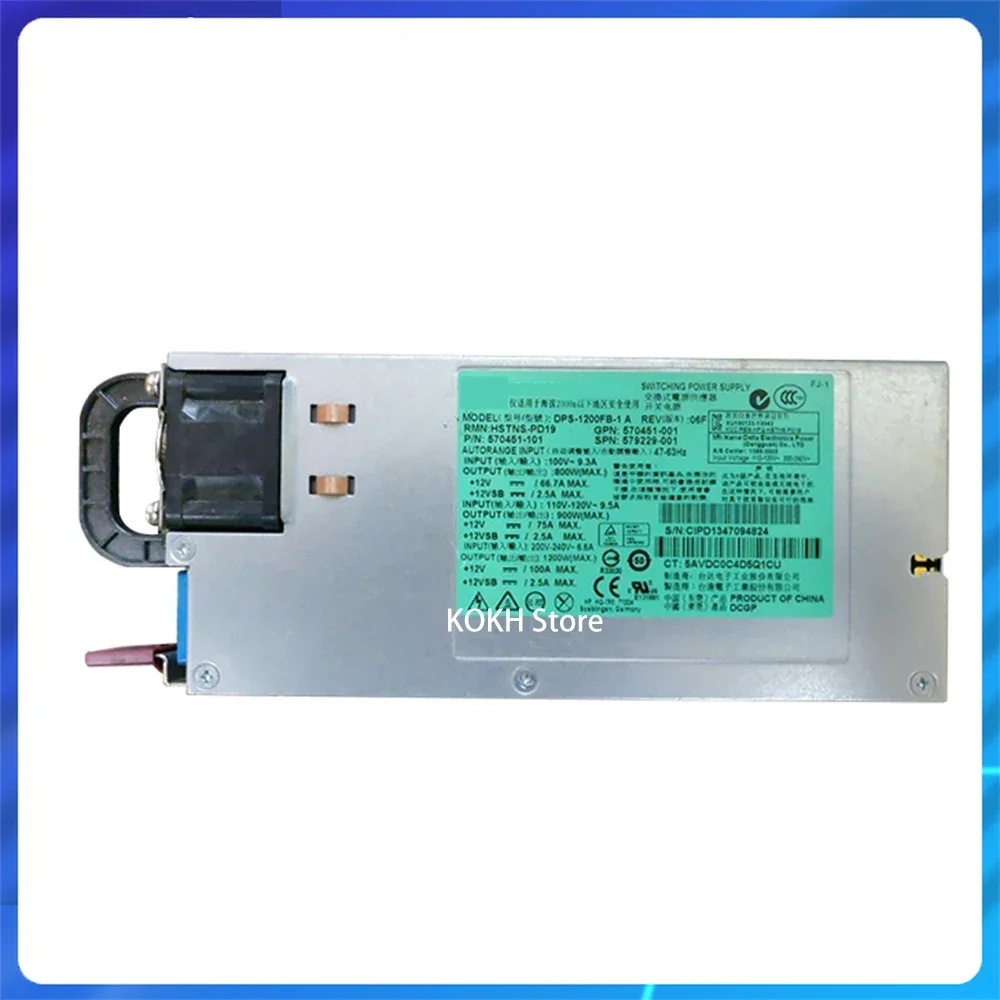 Original 1200W Power Supply DPS-1200FB-1 A for HP DL380 DL580 DL585 G7 Gen7 Server Switching HSTNS-PD19 570451-001 579229-001