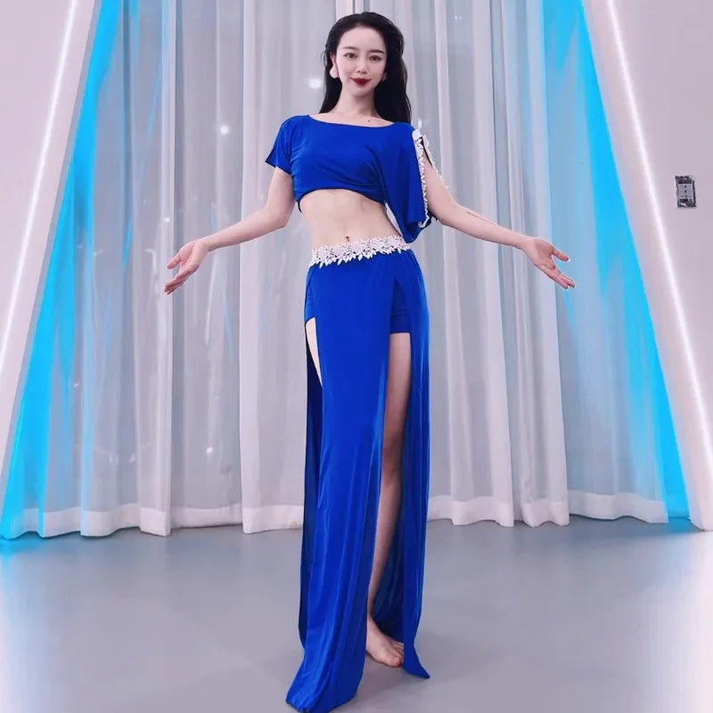 تخصيص أزياء الرقص الشرقي ممارسة البدلة مزدوجة سبليت ملابس الرقص الشرقي ممارسة مجموعة فئة موحدة