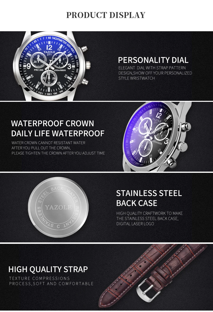 Men's Quartz Watch, 40mm Black Silver Design