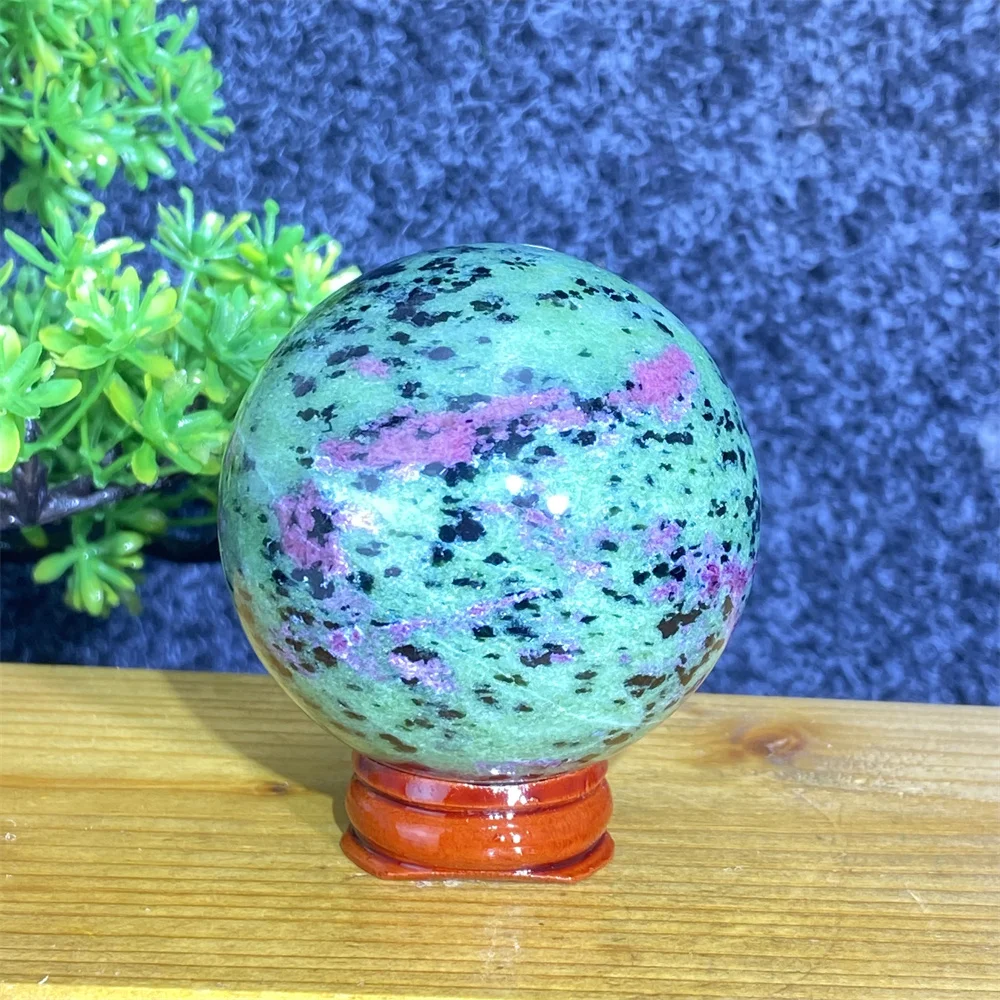 Natural Ruby & Zoisite Ball Polished Reiki Healing Massage Stone Home Decor Gift - Energy Crystal Souvenir