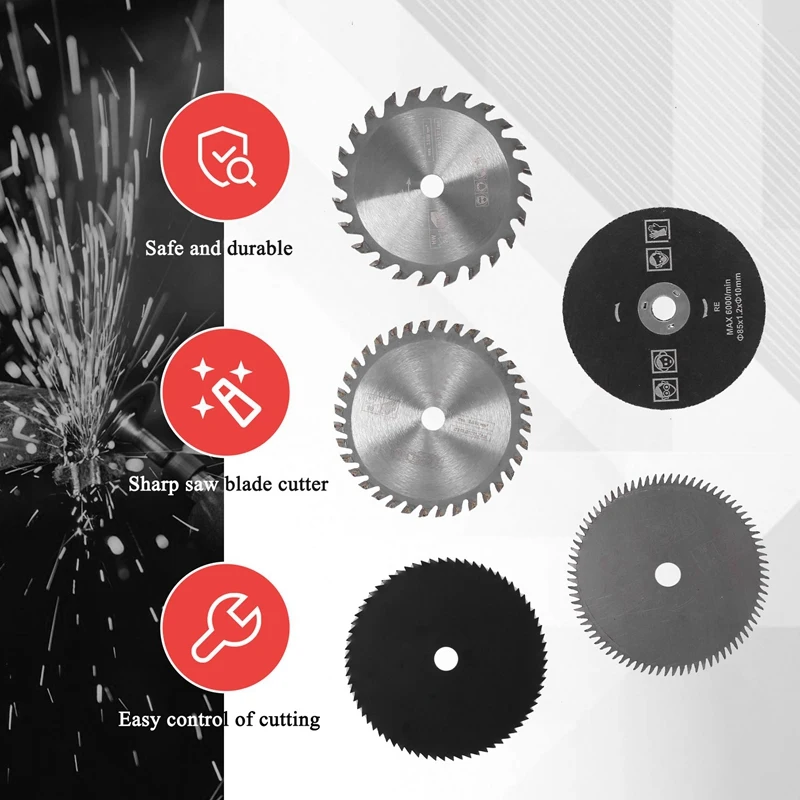 5-Piece Set Of Carbide Cutting Blade Small Circular Saw Blade 85Mm Woodworking Household DIY Saw Blade